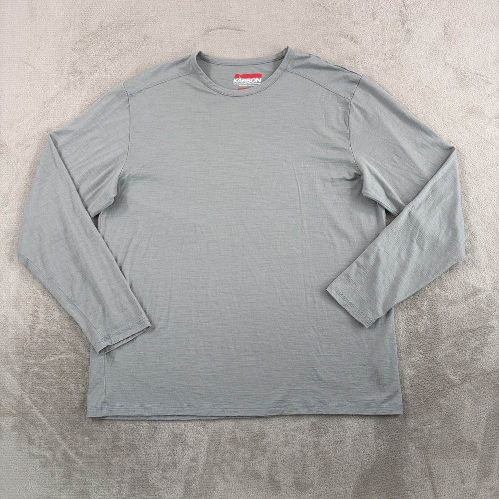 Karbon Merino Wool Long Sleeve T Shirt Men 2XL Gray Base Layer Hiking NWOT